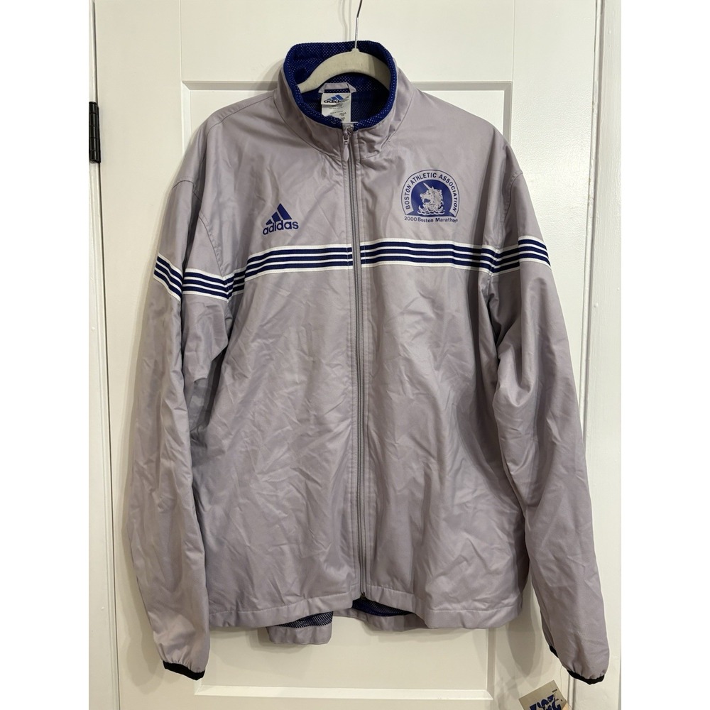 Vintage 2000 Boston‎ Marathon Adidas Iridium/Carbon Windbreaker Jacket Size XL